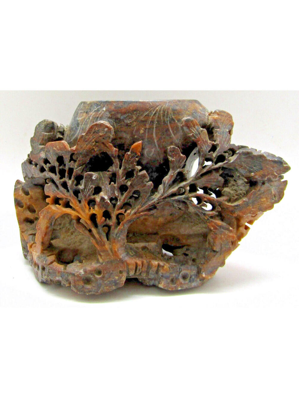 Antique Chinese Carved Soapstone Spill Vase